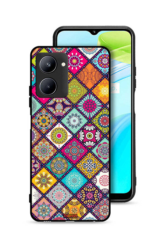 Realme C33 Protective Case Cover Mandala Squares Pattern