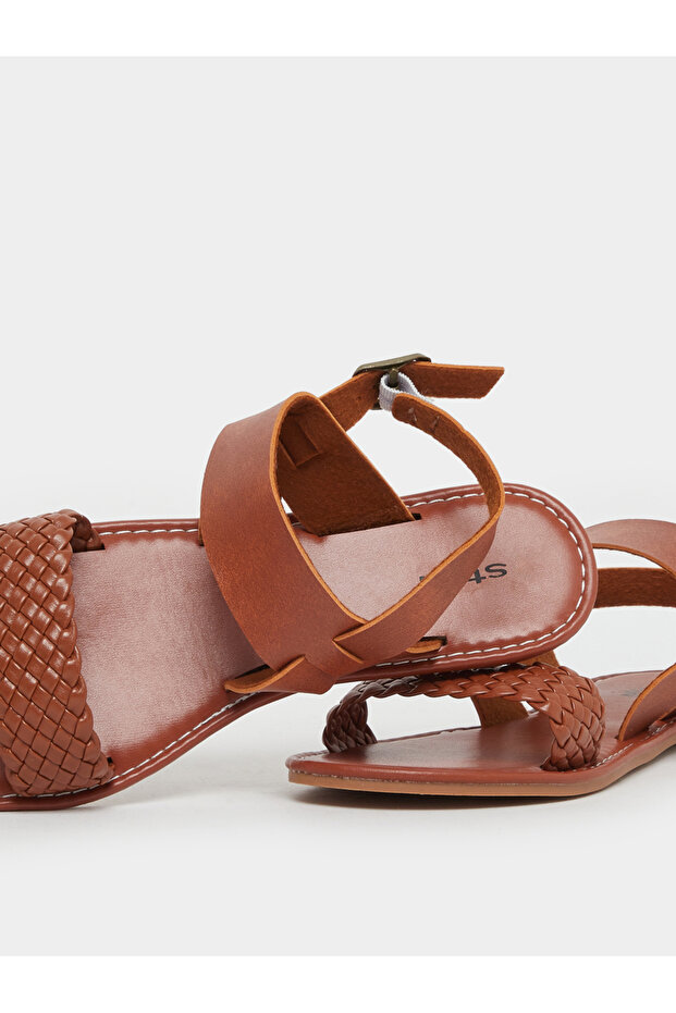 صندل مسطح مضفر بفتحة خلفية - 3