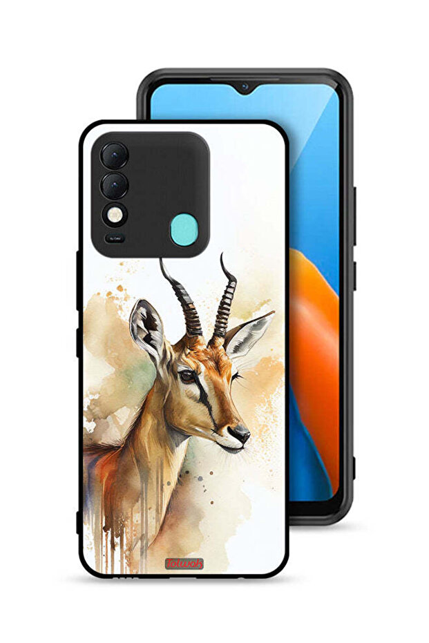 غطاء حماية لهاتف Tecno Spark 8 بتصميم فن تجريدي للغزلان