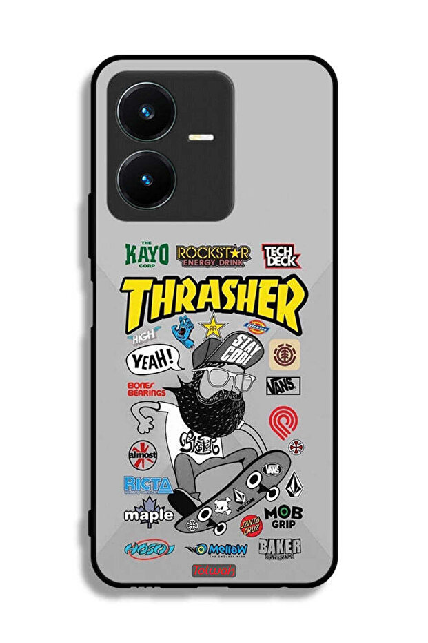 غطاء حماية لهاتف Vivo Y22 مع ملصق Thrasher