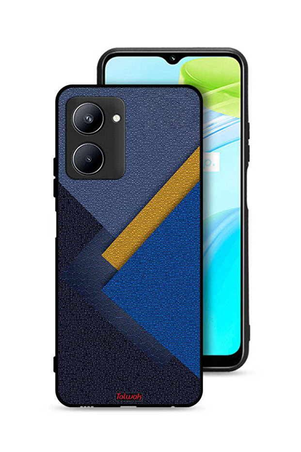 غطاء حماية لهاتف Realme C33 بنقشة مثلثات جلدية