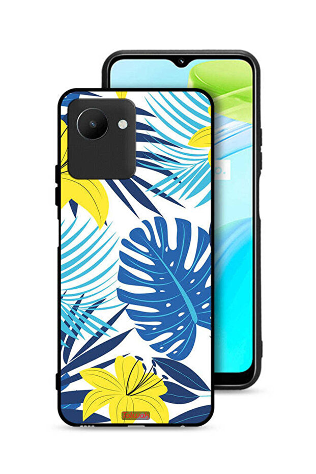 غطاء حماية لهاتف Realme C30s برسومات ريش وزهور