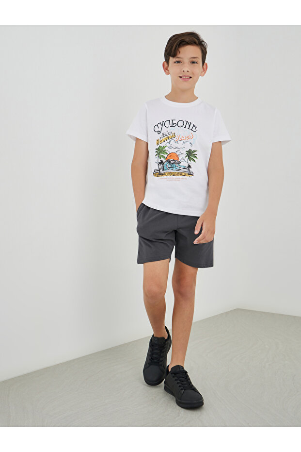 Solid Shorts with Drawstring - 2