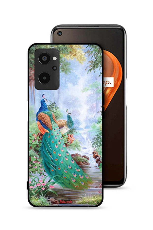 غطاء حماية لهاتف Realme 9i 4G بنقشة الطاووس