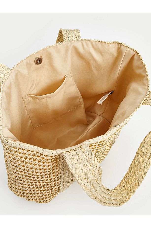 LCW ACCESSORIES Ekru Hasır Kadın Plaj Çantası - 4