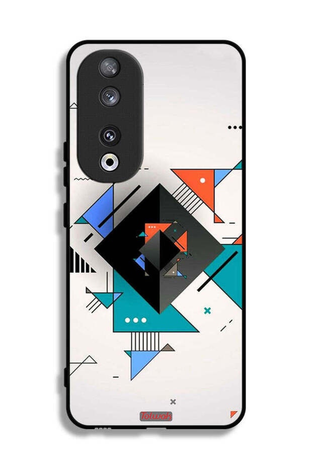 غطاء حماية لهاتف Honor 90 بأشكال مربعة ومثلثة ونمط تجريدي