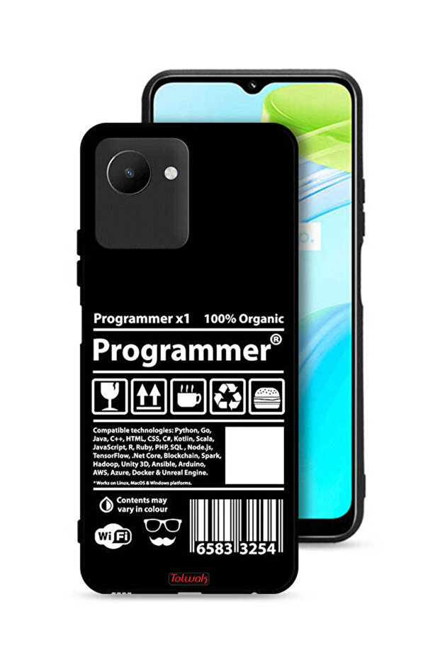غطاء حماية لجهاز Realme C30s مع ملصق مبرمج