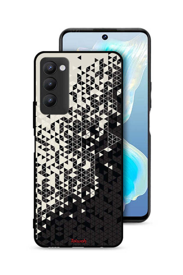 غطاء حماية لهاتف تكنو كامون 18 بنمط مثلث فني رقمي - 1
