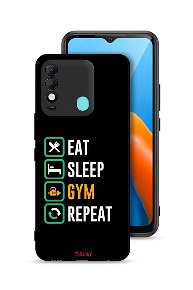 غطاء حماية تكنو سبارك 8 - Eat Sleep Gym Repeat