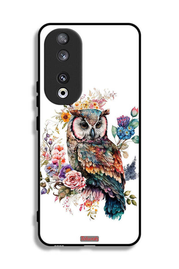 غطاء حماية لهاتف Honor 90 بتصميم بومة فنية تجريدية
