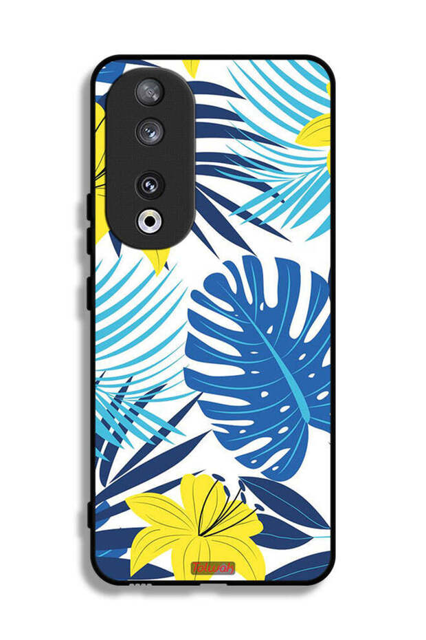 غطاء حماية لهاتف Honor 90 برسومات ريش وزهور