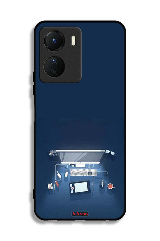 غطاء حماية لجهاز الكمبيوتر Vivo Y16 بتصميم فني على المكتب