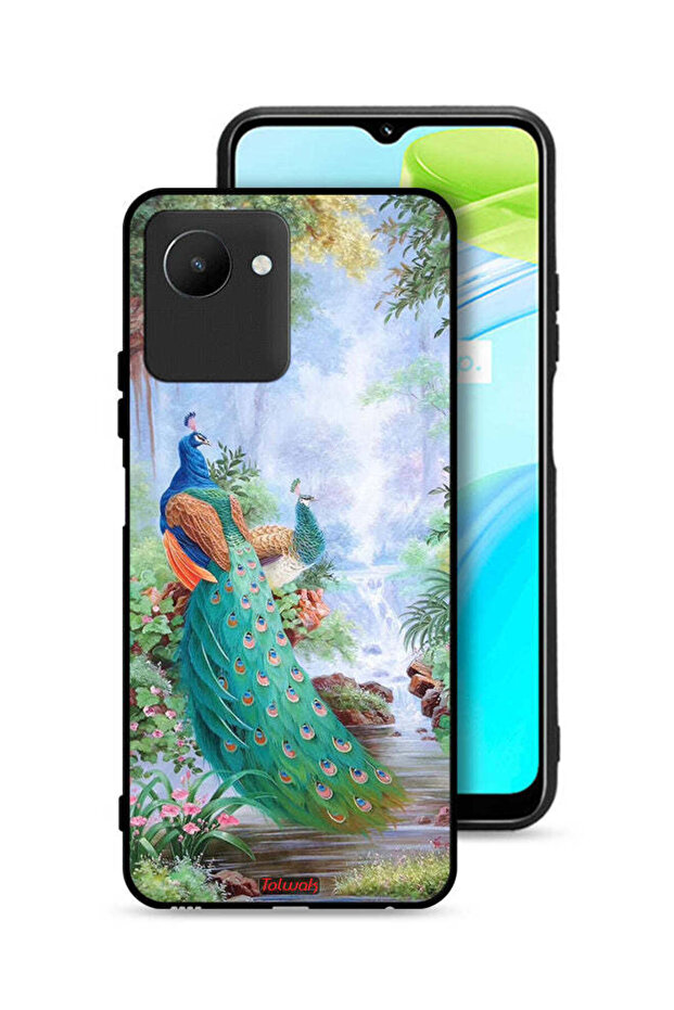غطاء حماية لهاتف Realme C30s بتصميم الطاووس