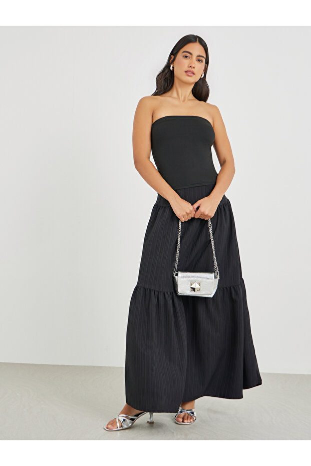 Solid Bandeau Neck Top - 2