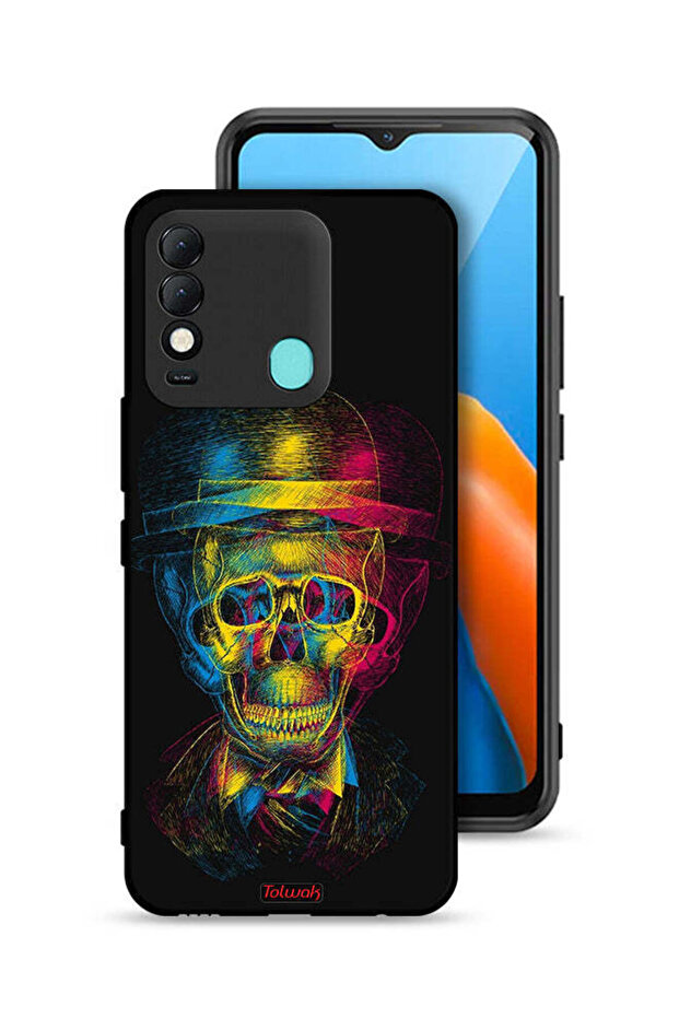 Tecno Spark 8 Protective Case Cover Skull Colorful Hat Fantasy Art