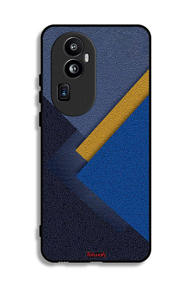غطاء حماية لهاتف Oppo Reno10 Pro Plus بنقشة مثلثات جلدية