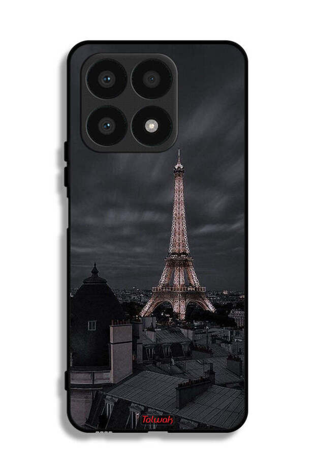 غطاء حماية لهاتف Honor X8a بتصميم برج إيفل في الليل