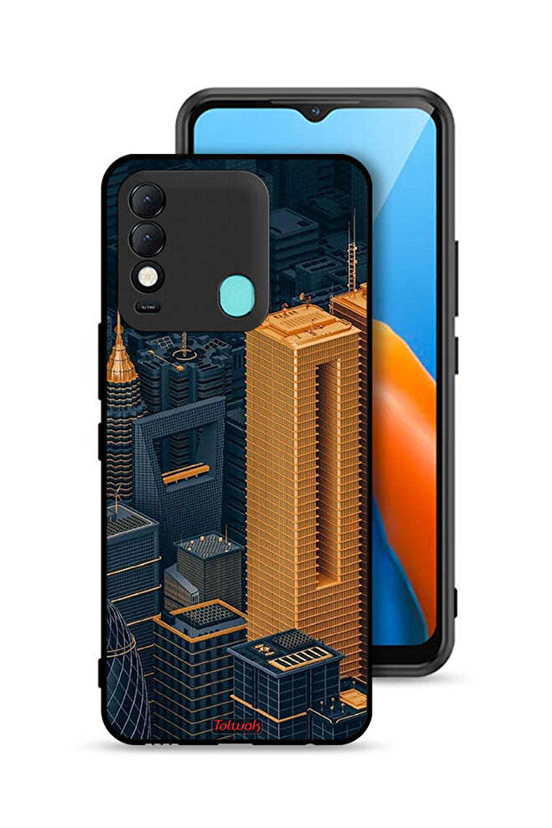 غطاء حماية لهاتف Tecno Spark 8 برسومات مباني فنية