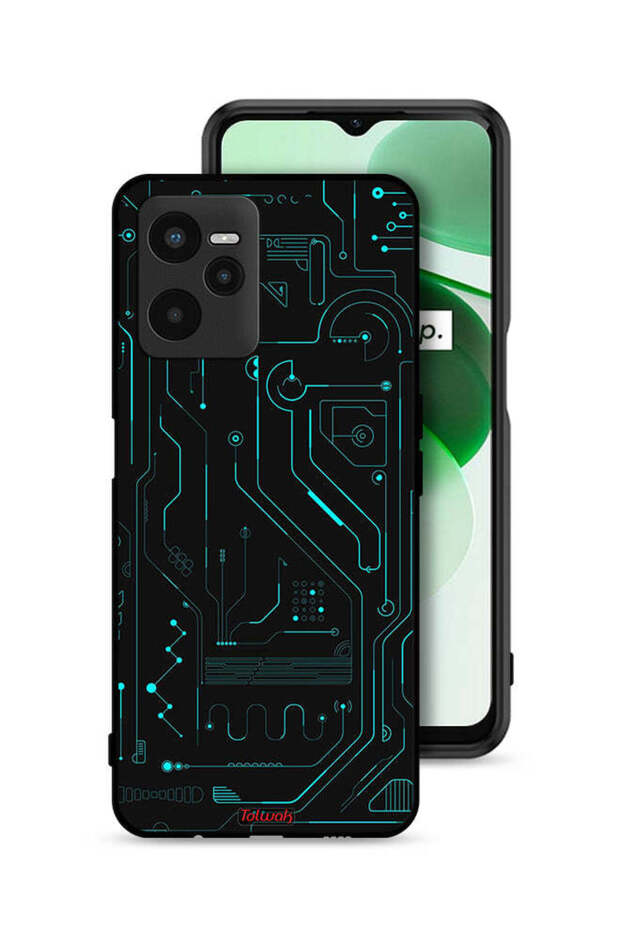 Realme C35 Protective Case Cover Digital Art Circuits Minimalism Multiple Display