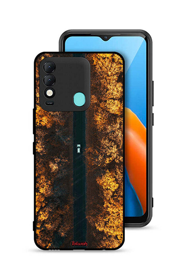 غطاء حماية لهاتف Tecno Spark 8 بتصميم طريق في أشجار الخريف