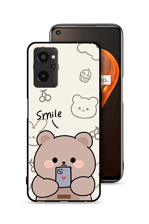 غطاء حماية لهاتف Realme 9i 4G برسومات الدب المبتسم