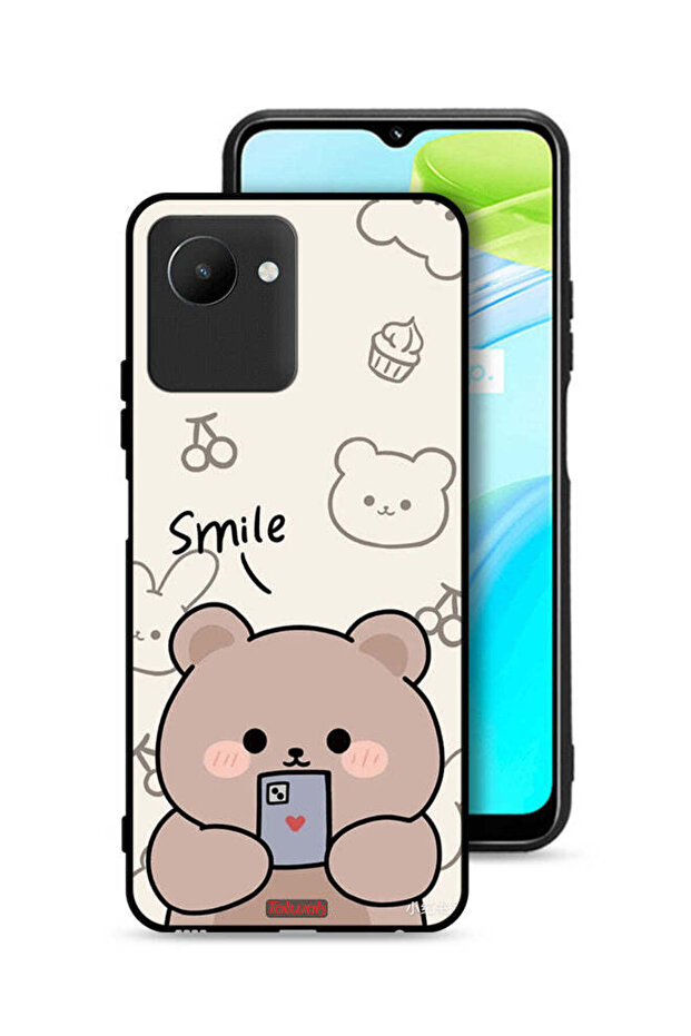 غطاء حماية Realme C30s برسومات الدب المبتسم