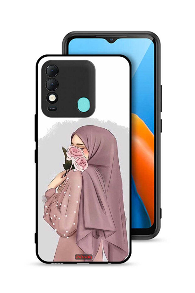 Tecno Spark 8 Protective Case Cover Holding Roses Girl Art