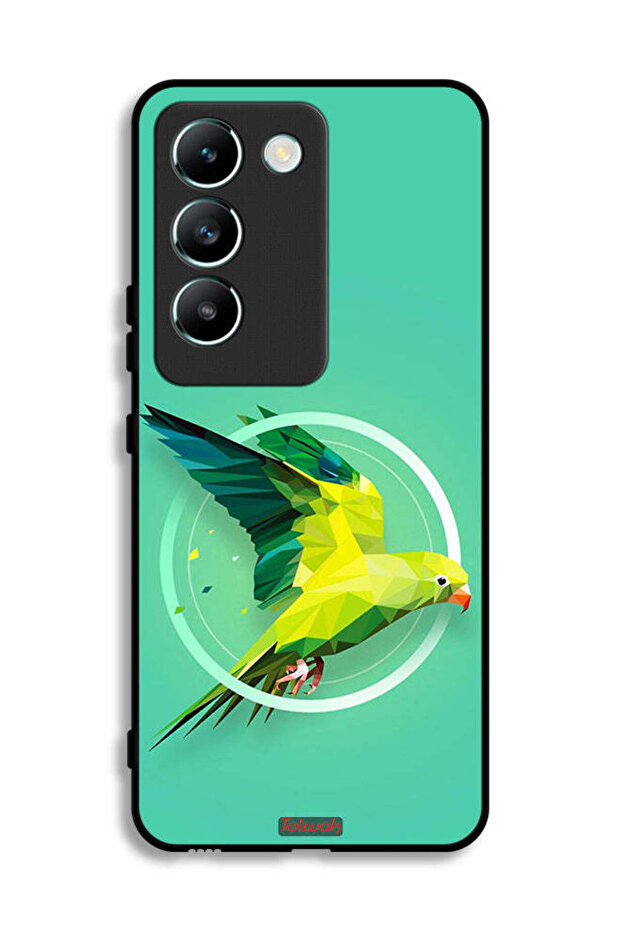 غطاء حماية لهاتف Vivo V30 Lite 4G بتصميم فن تجريدي ببغاء
