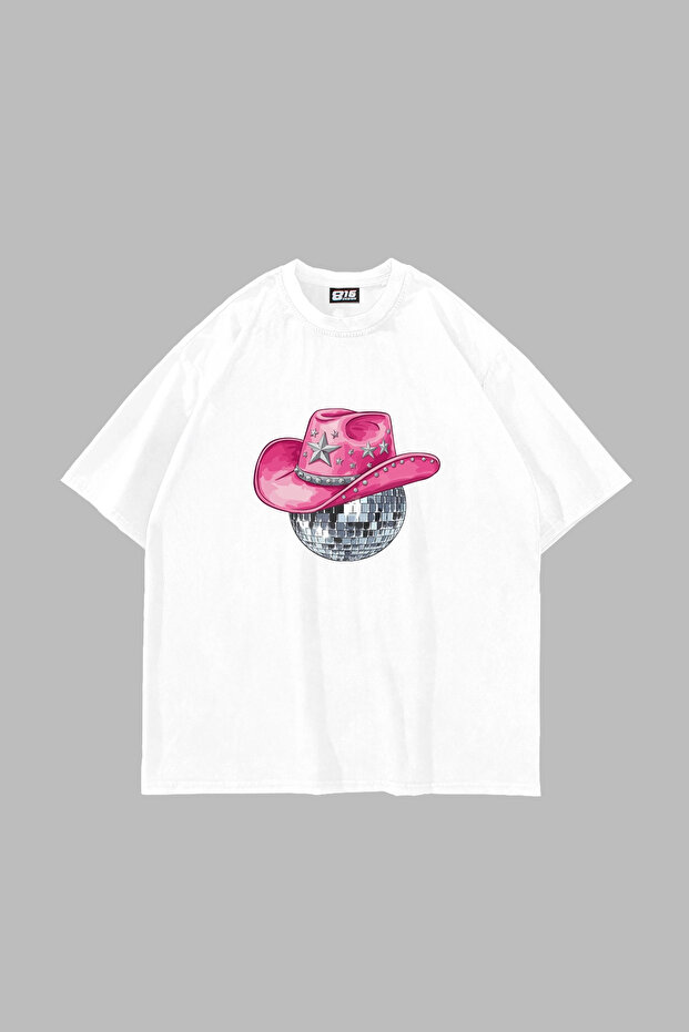 Cow Girl Printed Oversize Unisex White Tshirt