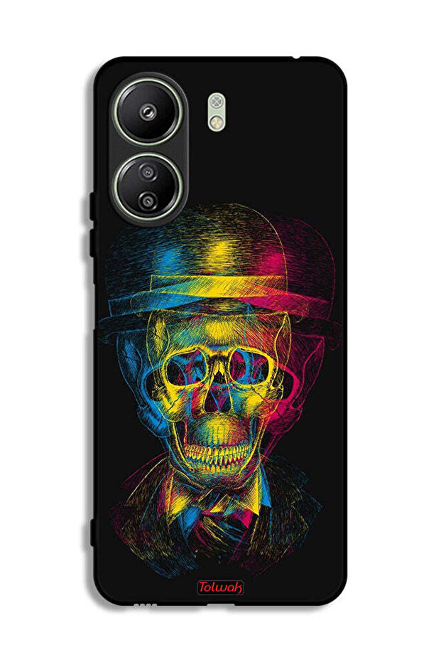 Xiaomi Redmi 13C Protective Case Cover Skull Colorful Hat Fantasy Art