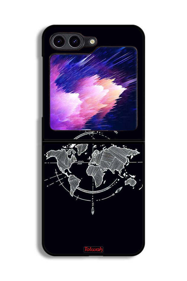 غطاء حماية لهاتف Samsung Galaxy Z Flip6 بتصميم فن البوصلة