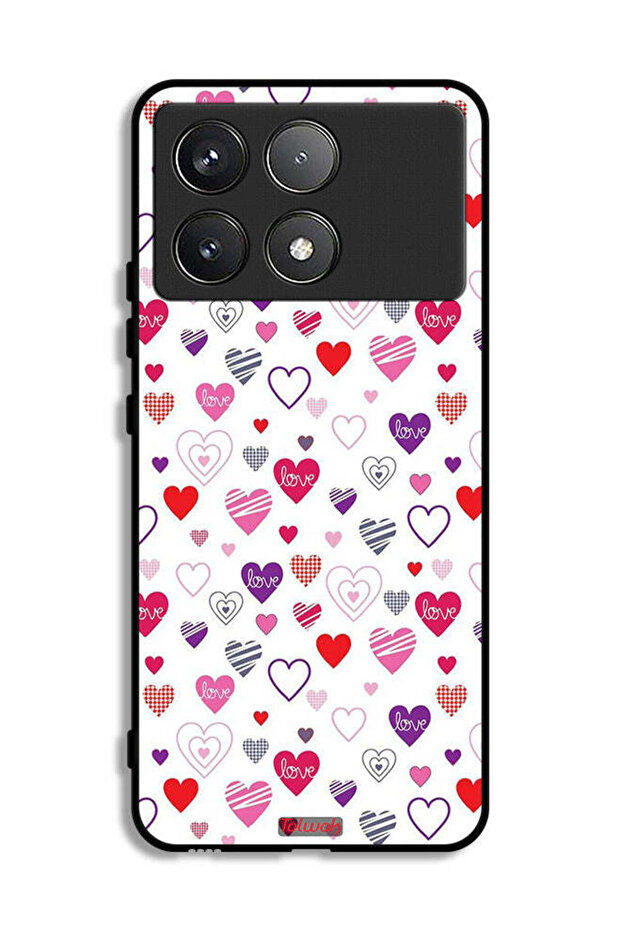 Xiaomi Poco F6 Pro Protective Case Cover Hearts Doodle