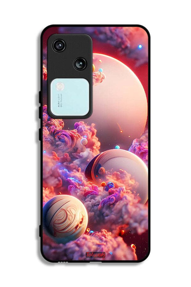 غطاء حماية لهاتف Vivo V30 5G بتصميم غيوم وفن تجريدي