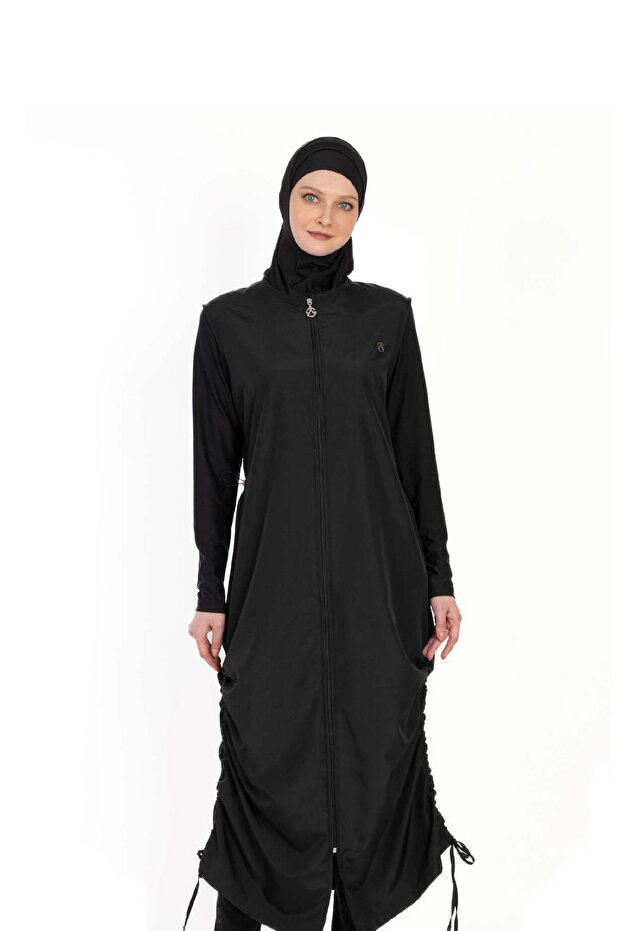 Black Full Covered Hijab Swimsuit – Zippered C8T6N06