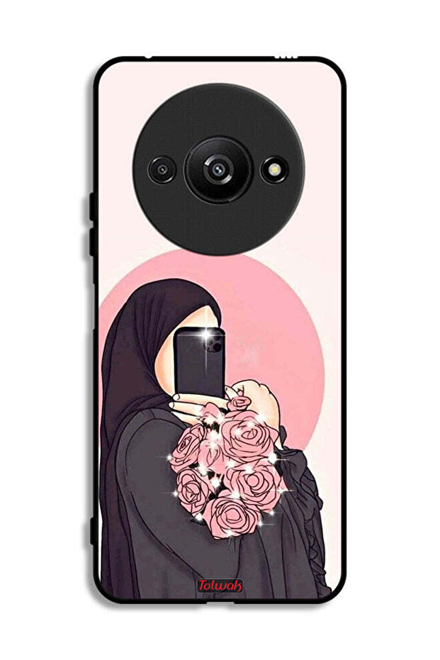 Xiaomi Redmi A3 4G Protective Case Cover Making Selfies While Holding Flowers Art