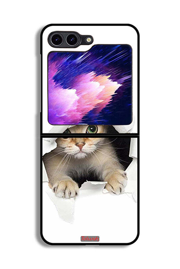 غطاء حماية لهاتف Samsung Galaxy Z Flip6 بتصميم قطة