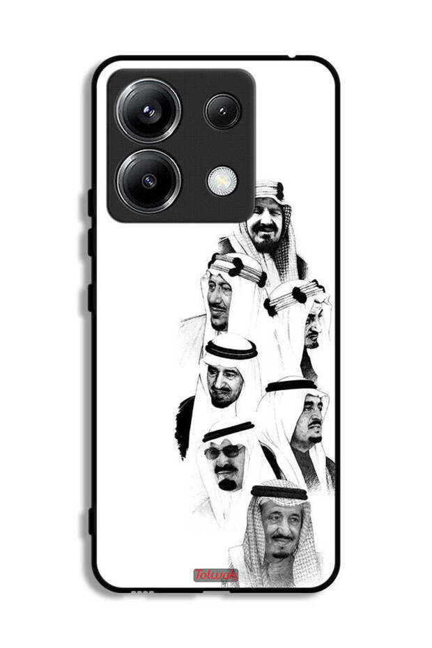 غطاء حماية لهاتف شاومي ريدمي نوت 13 برو 5G، فن ملوك السعودية، أبيض وأسود