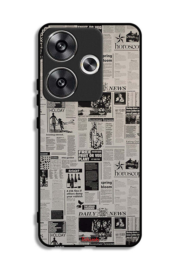 Xiaomi Poco F6 5G Protective Case Cover Newspaper Recording