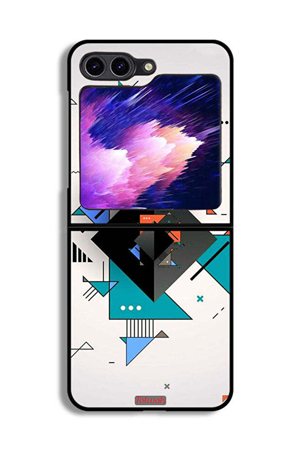 غطاء حماية لهاتف Samsung Galaxy Z Flip6 بأشكال مربعة ومثلثة ونمط تجريدي