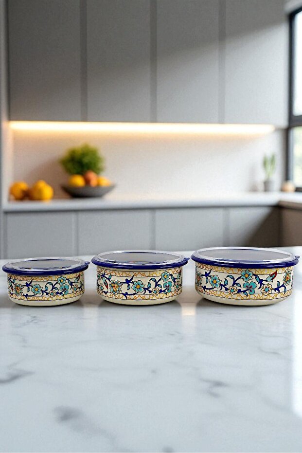 No. 14 - 16 - 18 Enameled Storage Container Set of 3 - 4