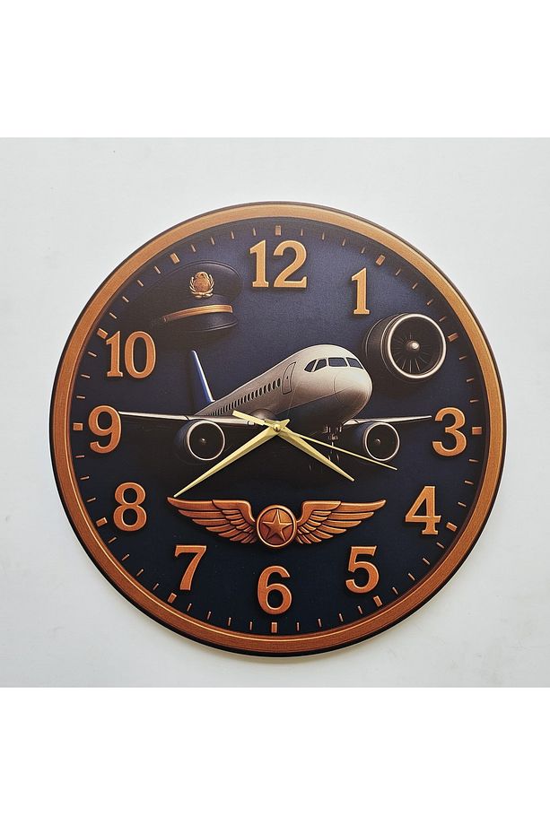 Yolcu Uçak Temalı Duvar Saati Pilot - Havacı - Uçak Tutkunu Hediye - 1
