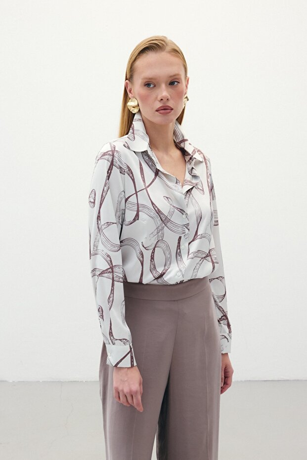 قميص كلاسيكي منقوش - بني - 4