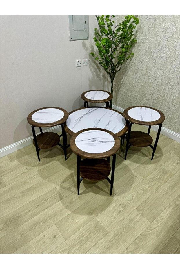 طقم طاولات خدمه 4+1 مقاس 100 سم - 4