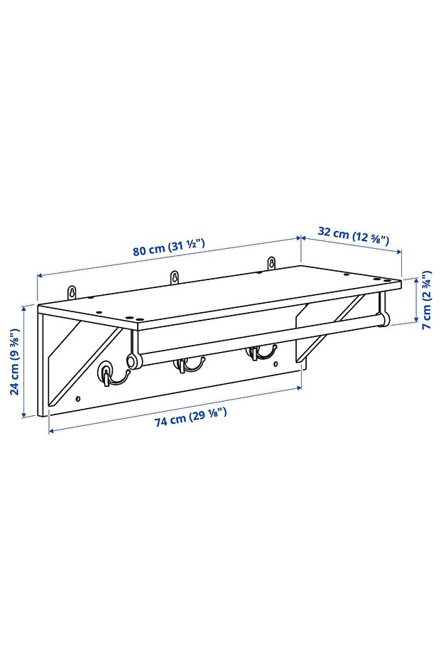duvar askısı, gri, 80 cm - 5