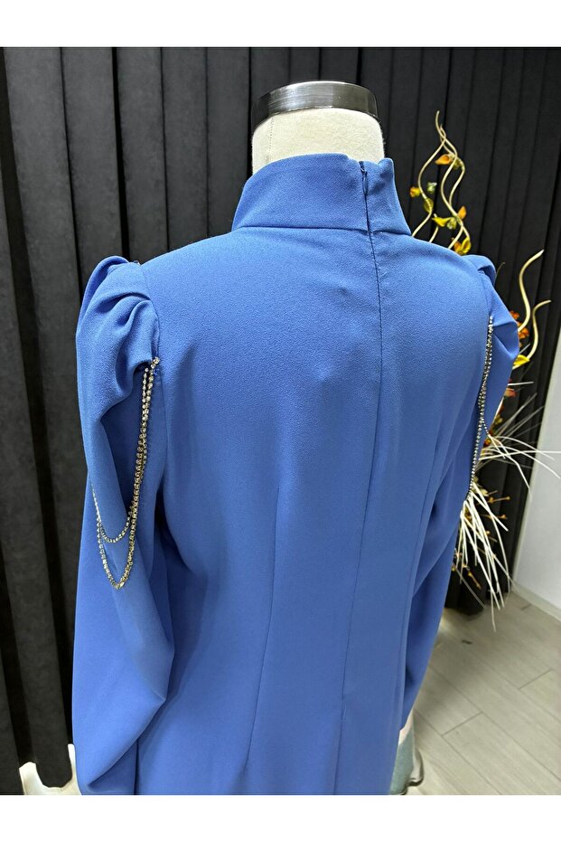 08-1400 İndigo Elbise - 4