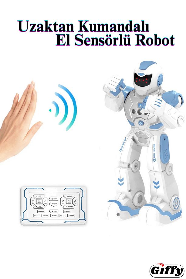 Oyuncak Uzaktan Kumandalı ve El Sensörlü Şarjlı Led Işık Moonwalk Yürüyen Akıllı Robot 19 Fonksiyon - 1
