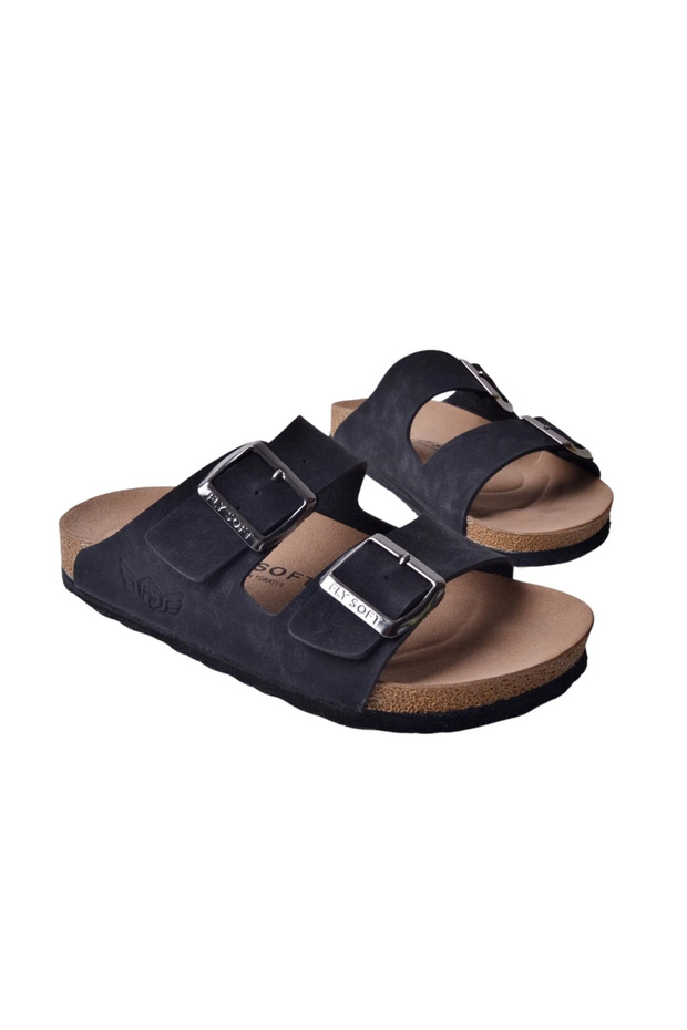 Kindep Fly Soft Double Buckle S902 Unisex Slippers Black