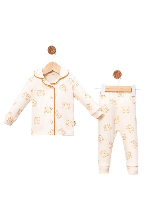 Bbc Brown Luxury Snap Fastener Girl Baby Pajama Set
