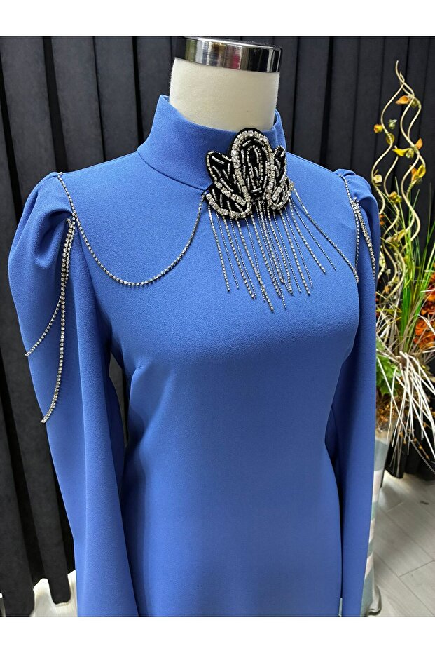 08-1400 İndigo Elbise - 2