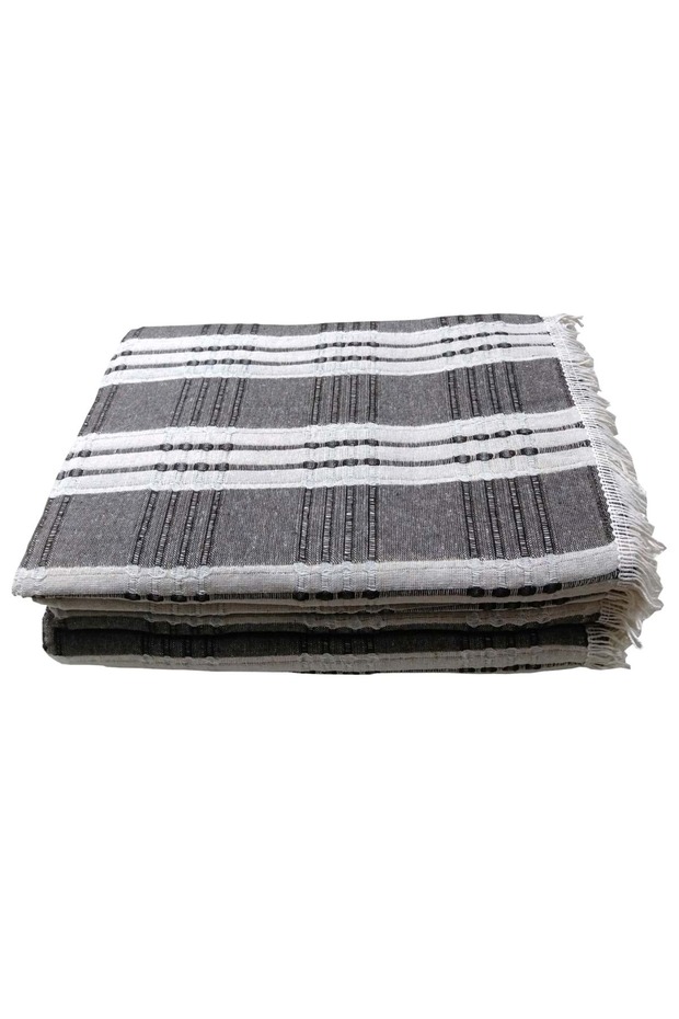 Buldan Cotton Sofa Cover Maxi Set (3+3+1+1)-Dark Brown Cream